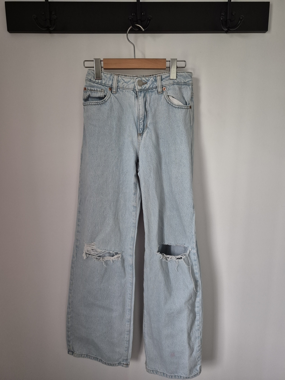 Garage Light Blue Ripped Wide-Leg Jeans
